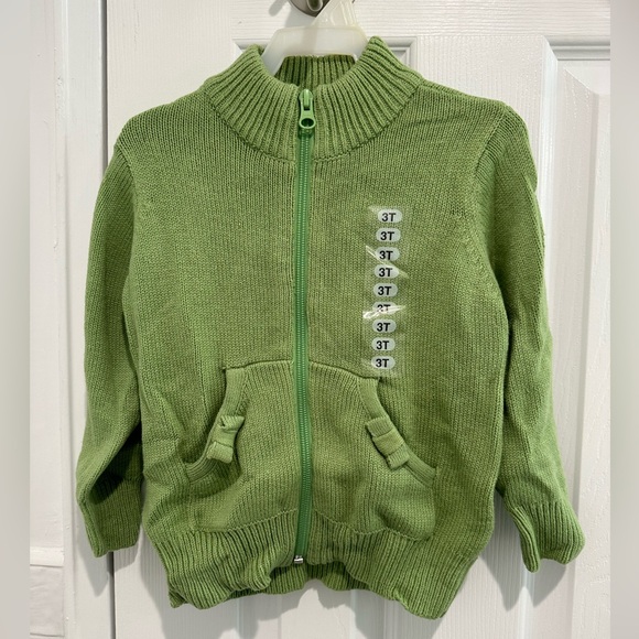 Green Zip Up Sweater size 3T - Picture 4 of 4